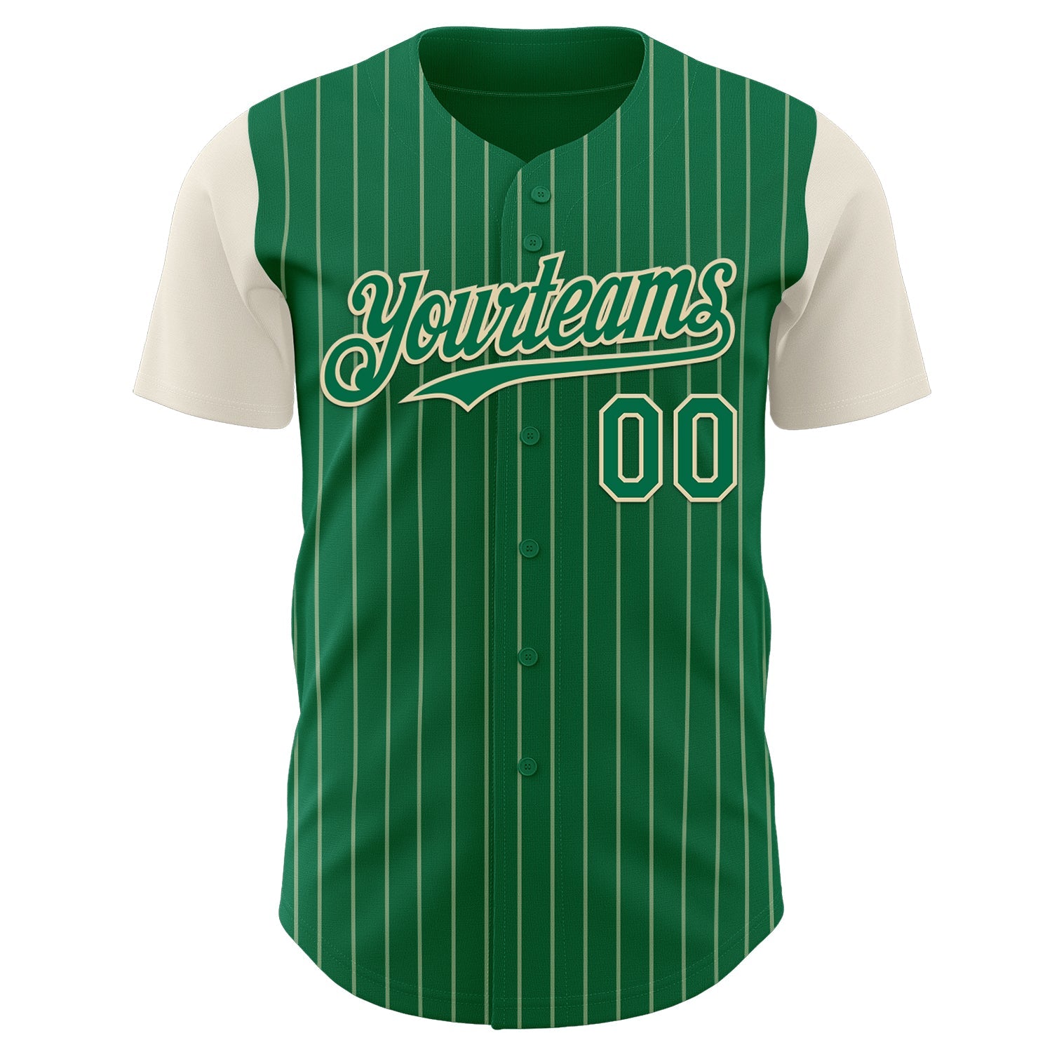 Custom Kelly Green Cream Pinstripe Cream Authentic Two Tone Baseball Jersey T-Shirts, Hoodie, Sweatshirt (Image 2)
