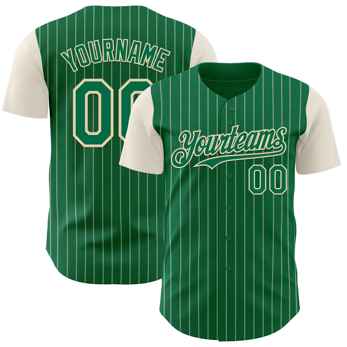 Custom Kelly Green Cream Pinstripe Cream Authentic Two Tone Baseball Jersey T-Shirts, Hoodie, Sweatshirt (Image 1)