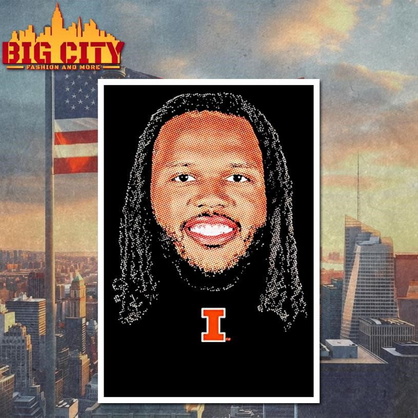 Ty Rodgers Llinois Fighting Illini Portrait Big Head Shirt