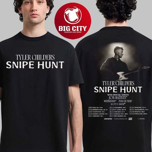 Tyler Childers Snipe Hunt 2026 Tour North America Schedule Dates Two Sided Shirt
