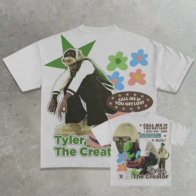 Tyler the creator printed t-shirt, Vintage Call Me If You Get Lost Graphic Tee, Music Rap Tee, Hip Hop, R&B, Y2k, Unisex...