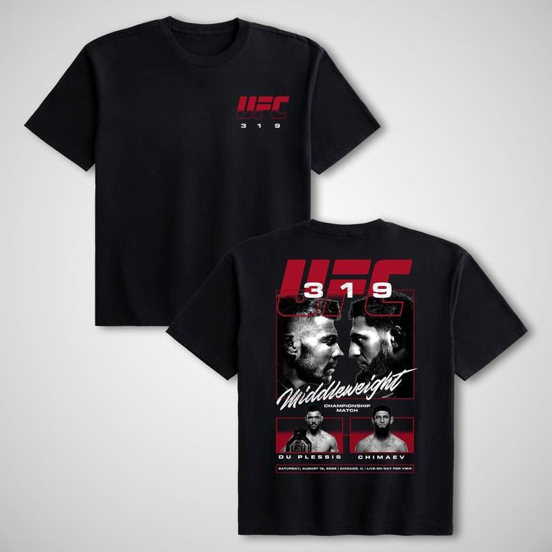 UFC 319 Du Plessis vs. Chimaev Main Event Tee, Chimaev UFC Fan Shirt, Du Plessis UFC Tee, Khamzat Chimaev UFC 319 Shirt,...