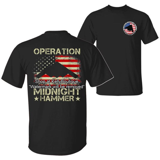 US Air Force B-2 Spirit Stealth Jet Operation Midnight Hammer with American Flag T-Shirt, 4th Of July Patriotic Pride 2...