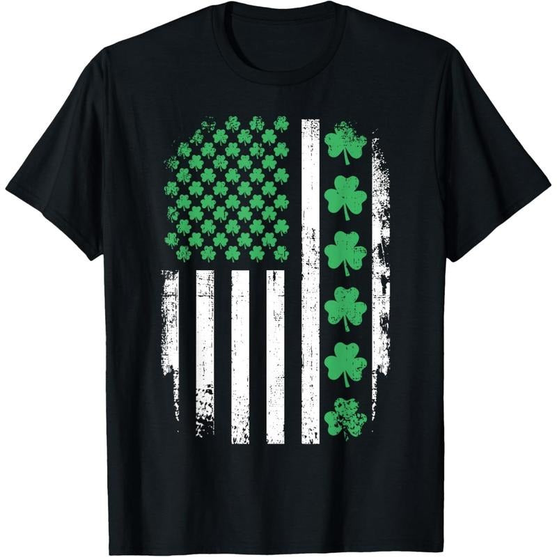 US American flag with shamrocks for St Patricks day T-Shirt Hoodie, Sweatshirt | WearSparks.com