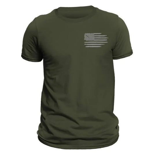 US Flag Patriotic T-shirt Chest Heart Side Print Casual Classic Cotton Crewneck Menswear Soft Hoodie, Sweatshirt