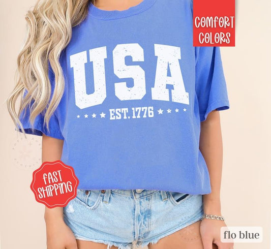 USA 1776 Shirt Comfort Colors, America Shirt for July 4th, Memorial Day Shirt, USA Shirt, Election Shirt, Patriotic...