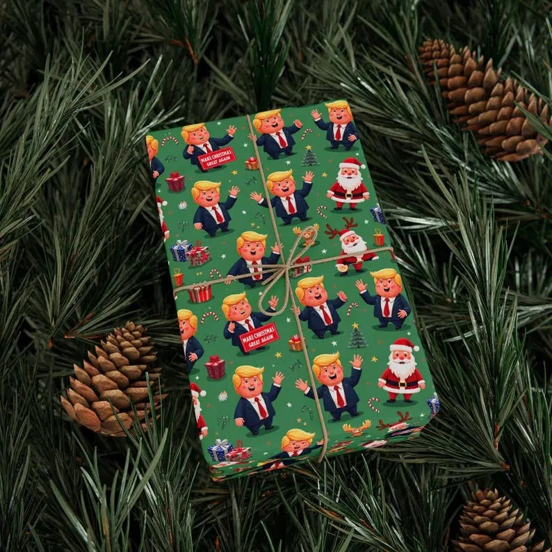 USA Election Humorous Wrapping Papers, Donald Trump Cartoon Design for Christmas, Wrapping Paper Rolls, Funny Political...