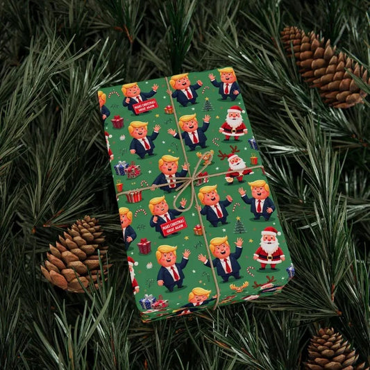 USA Election Humorous Wrapping Papers, Donald Trump Cartoon Design for Christmas, Wrapping Paper Rolls, Funny Political...