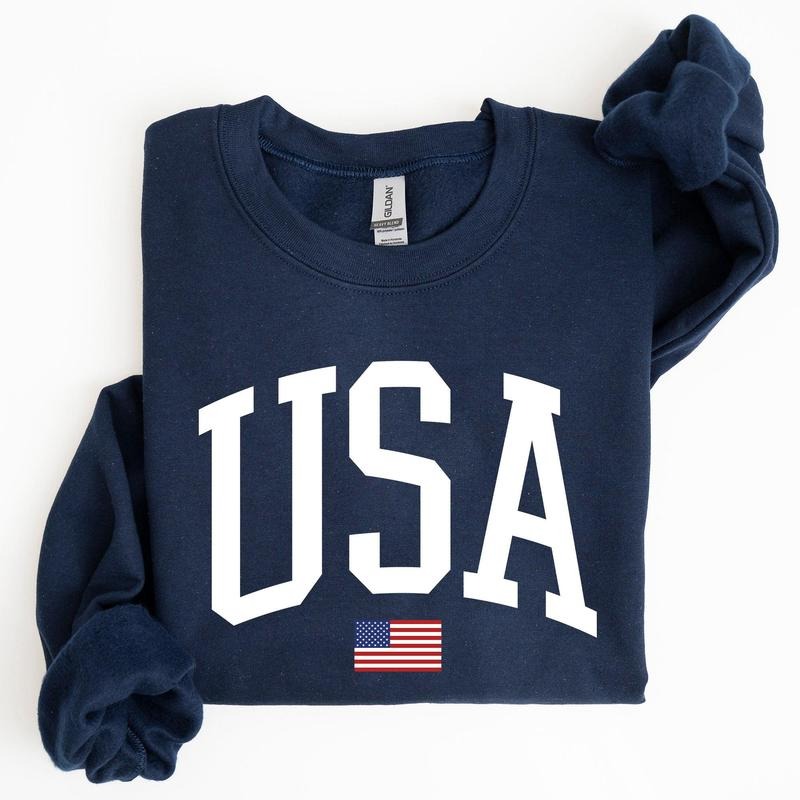 USA Flag, America, Patriotic, 4th of July Sweatshirt, Women's Crew Neck, Crewneck T-Shirts, Hoodie | WearSparks.com