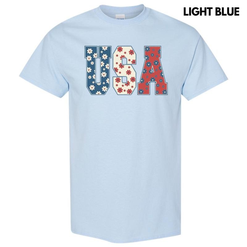 USA Flowers Gildan Short Sleeve T-Shirt Hoodie, Sweatshirt | WearSparks.com