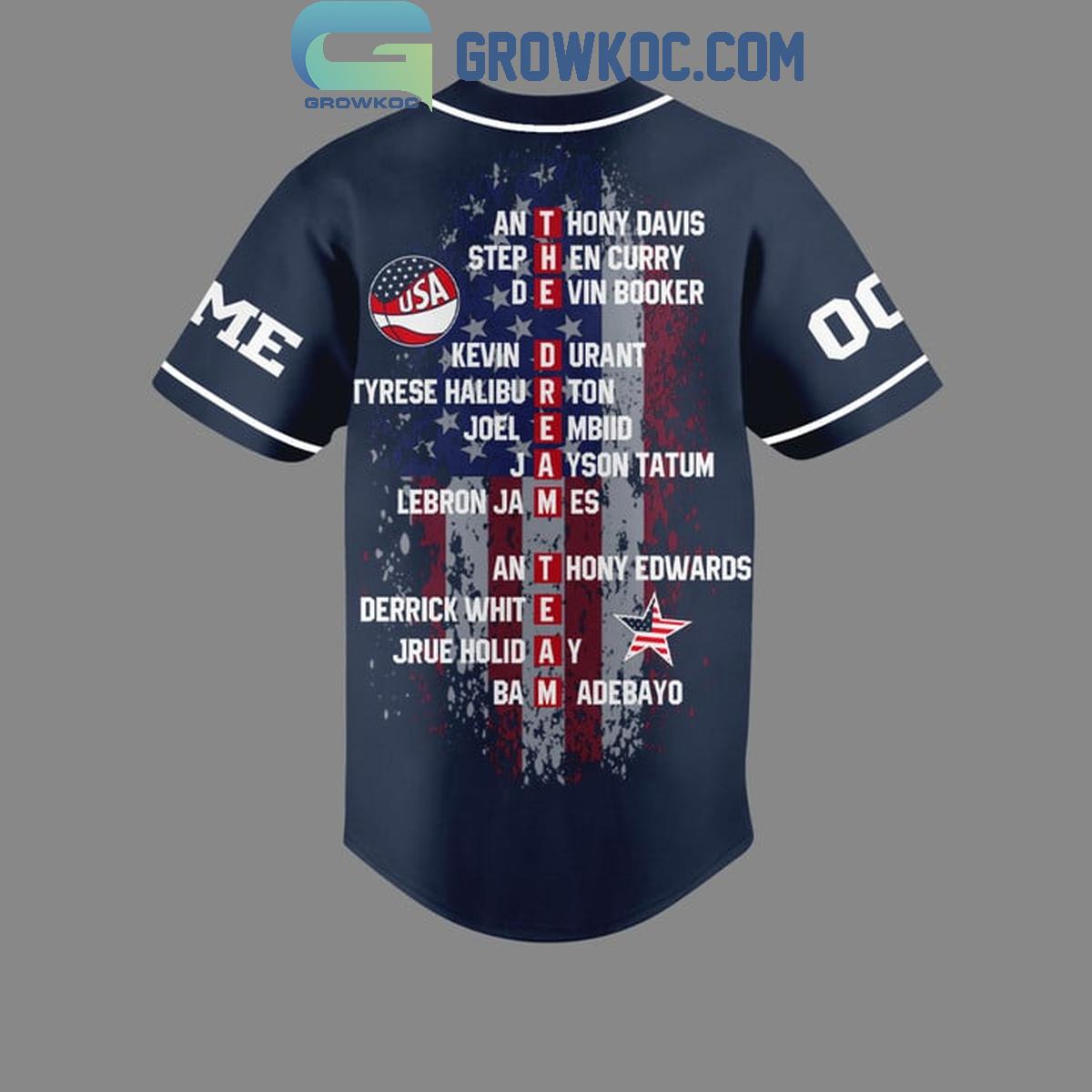 USA Men’s Basketball National Team Personalized Baseball Jersey