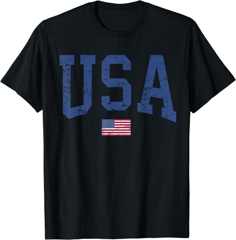 USA Women Men Patriotic American Flag Distressed T-Shirt | Unisex Cotton Tee Gift, Crewneck, Short Sleeve Hoodie, Sweatshirt