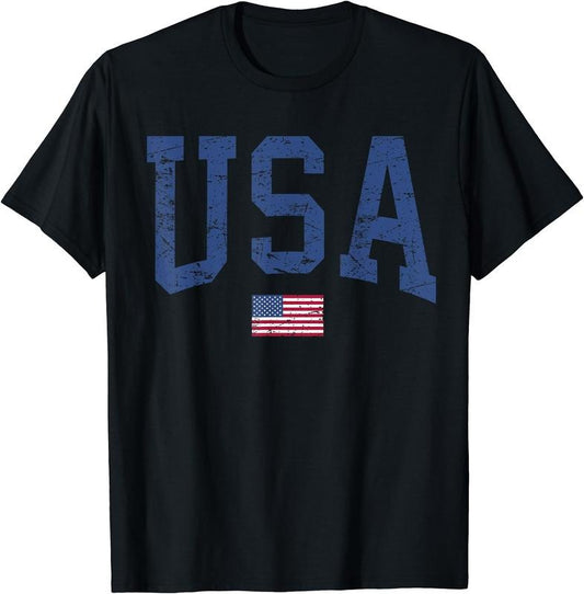 USA Women Men Patriotic American Flag Distressed T-Shirt | Unisex Cotton Tee Gift, Crewneck, Short Sleeve Hoodie, Sweatshirt