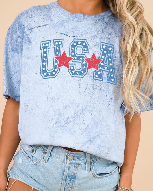 USA, Stars, Stripes, Patriotic, Vintage, Varsity Style, Color Blast, Comfort Colors Tshirt, Women's Comfort Color Tee,...