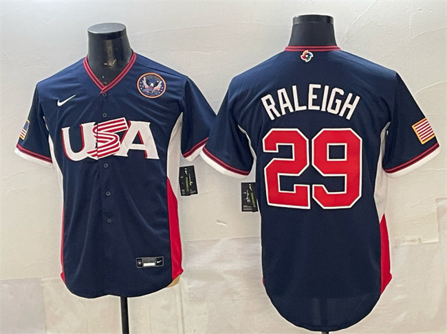 USA Baseball #29 Cal Raleigh Navy 2026 World Baseball Classic United States