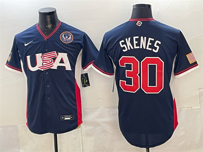 USA Baseball #30 Paul Skenes Navy 2026 World Baseball Classic United States