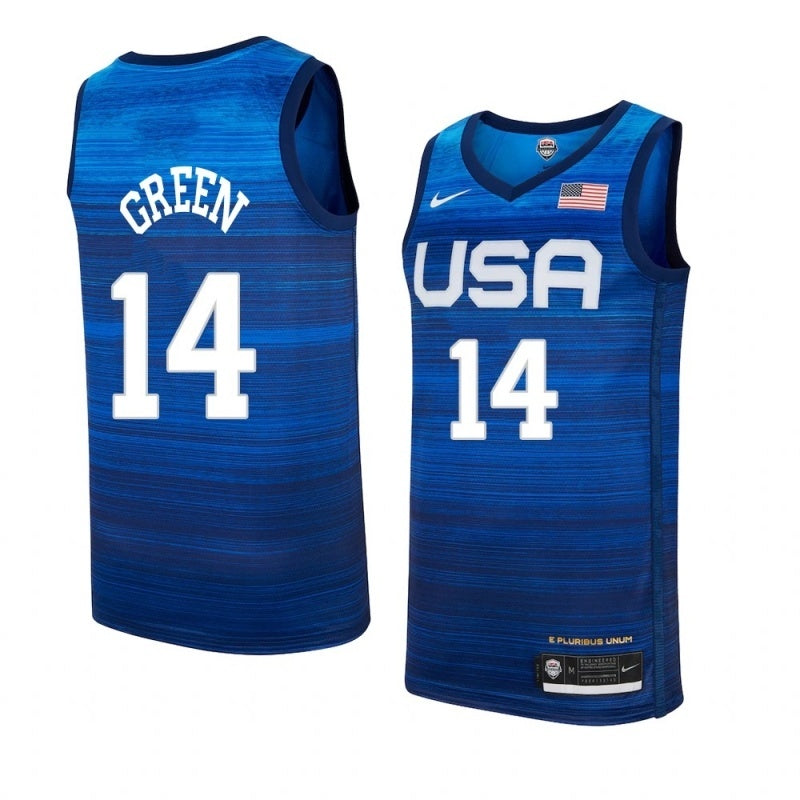 USA Dream Team 14 #14 Green Tokyo Olympics Team USA Blue Style 2