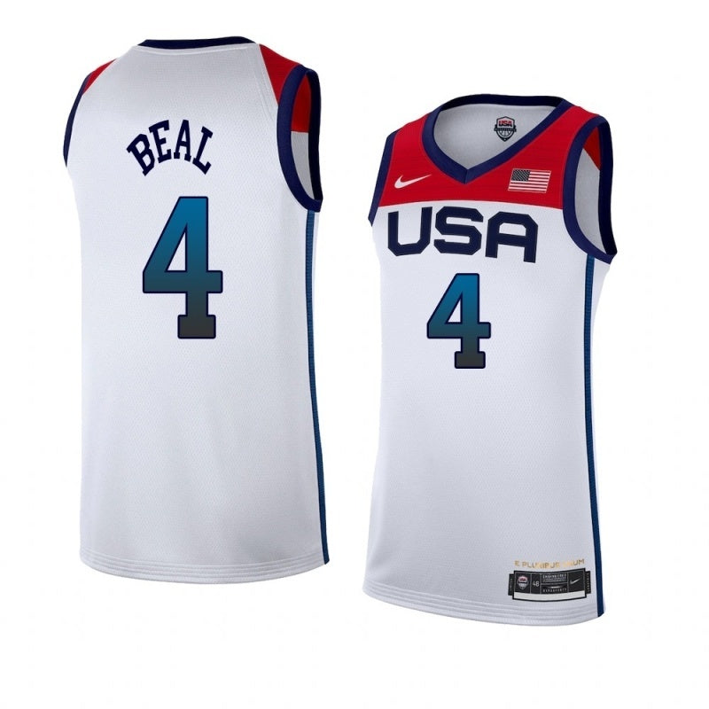 USA Dream Team 14 #4 Beal Tokyo Olympics Team USA White Style 2