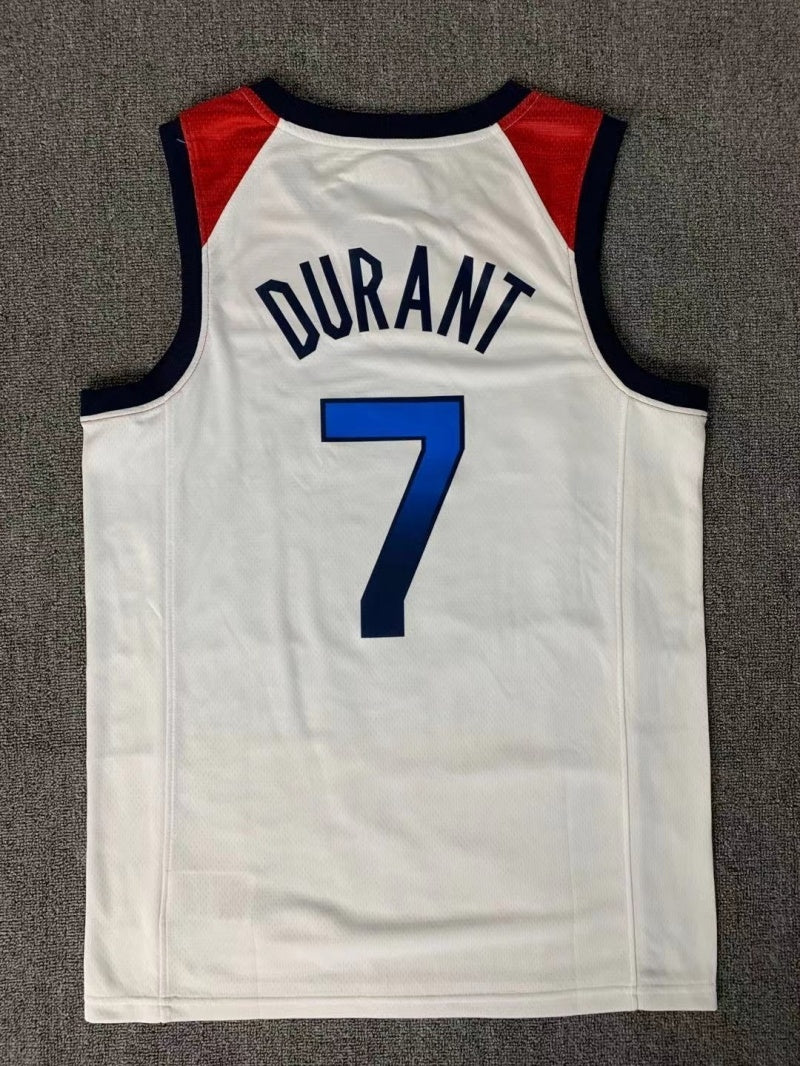USA Dream Team 14 #7 Durant Tokyo Olympics Team USA White Style 2