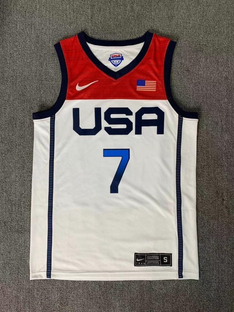 USA Dream Team 14 #7 Durant Tokyo Olympics Team USA White Style 3
