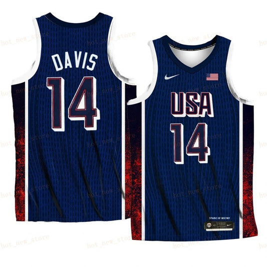 USA Team #14 Davis 2024 Paris Olympics Navy Home
