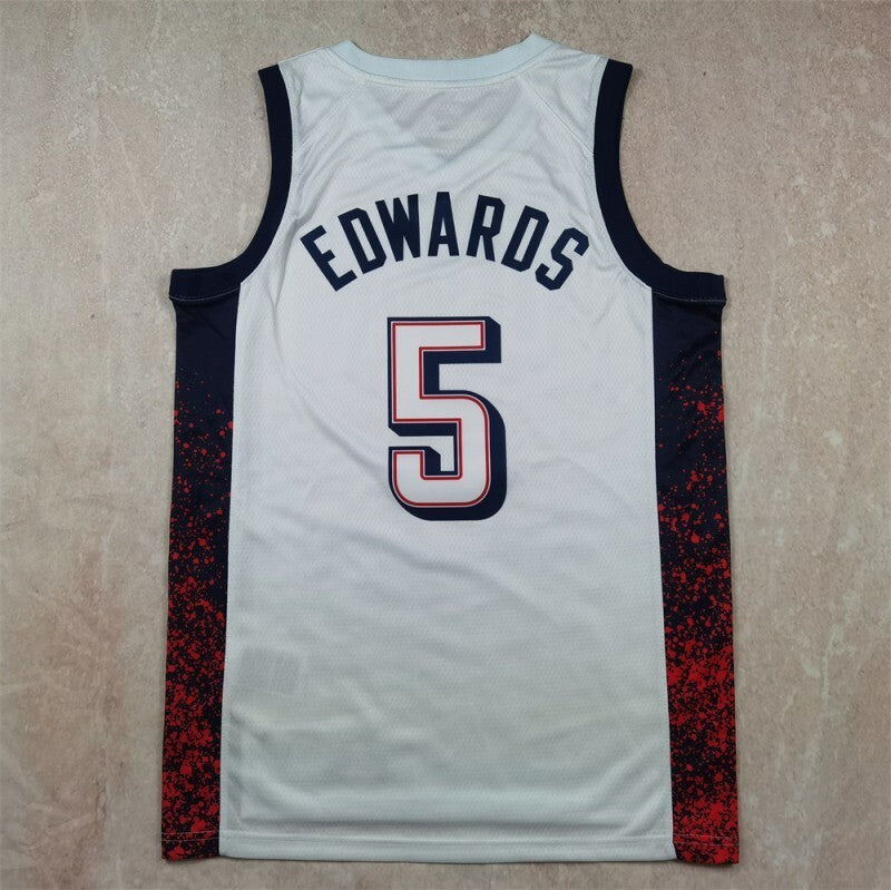 USA #5 Anthony Edwards Hot Press Dream Team 16 White s-xxl Style 1
