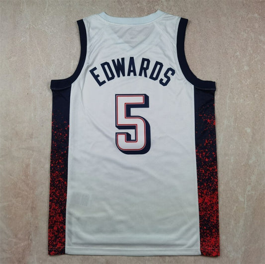 USA #5 Anthony Edwards Hot Press Dream Team 16 White s-xxl Style 1
