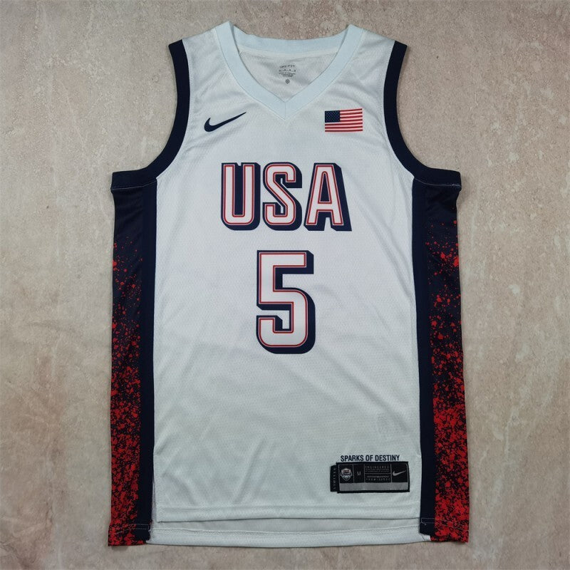 USA #5 Anthony Edwards Hot Press Dream Team 16 White s-xxl Style 2