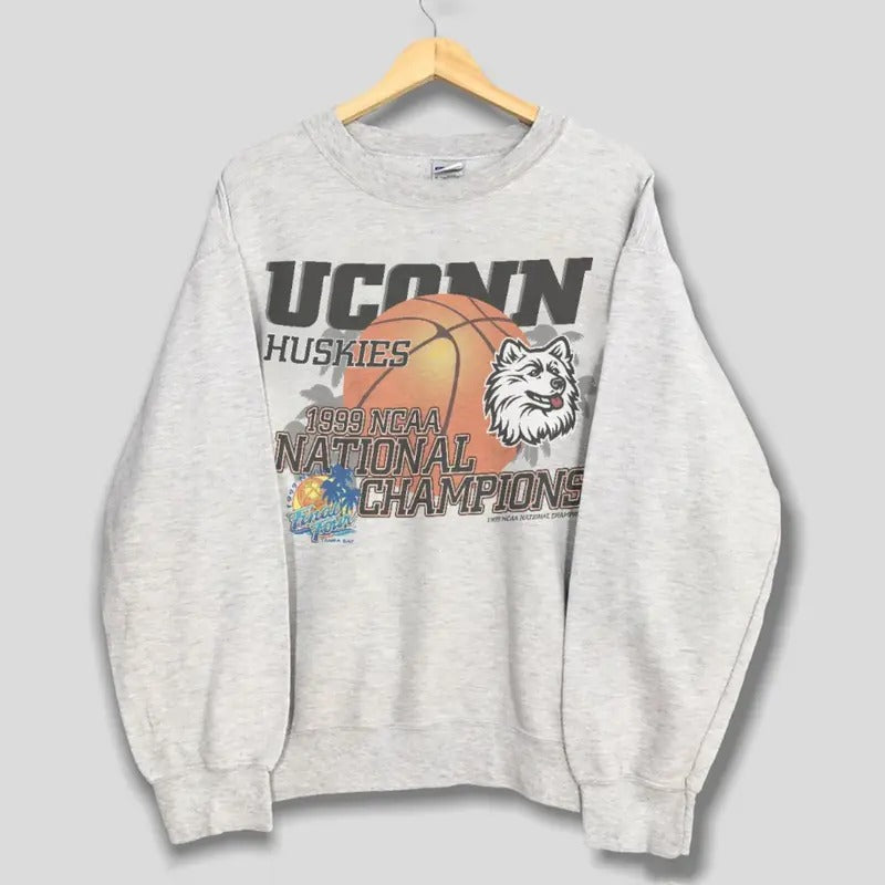 Uconn Huskies 1999 Ncaa Sweatshirt, University Of Connecticut Uconn Huskies Shirt, Gift for Women, For Men Menswear Hoodie