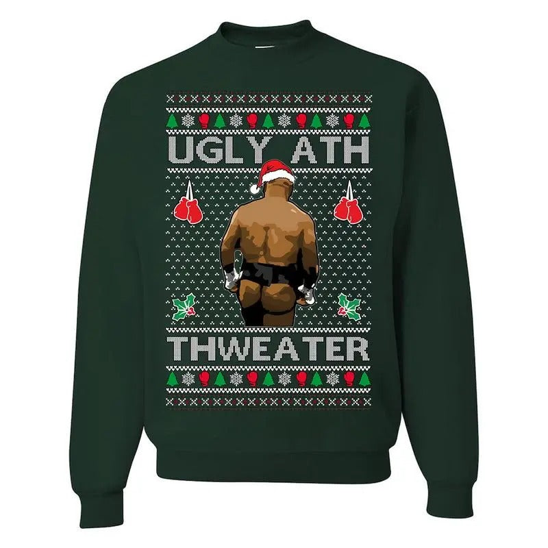 Ugly Ath Merry Chrithmith Sweatshirt, Butt Viral Ugly Ass Boxing Fight Meme Men Women Funny Ugly Christmas Sweater Cotton...