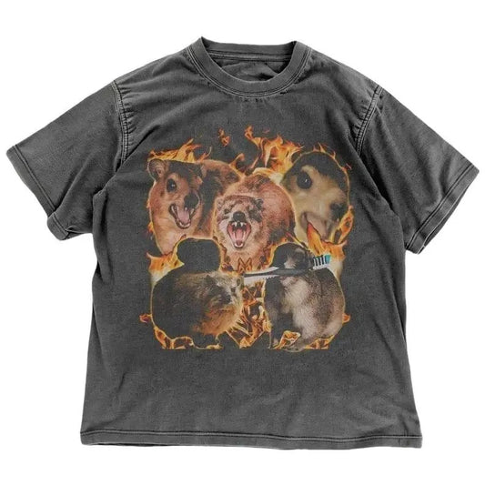 Unhinged Rock Hyrax Tshirt | Cringe Dank Meme Graphic Tee | Ironic Animal Shirt | Weirdcore Grunge Tshirt | Animal Lover...