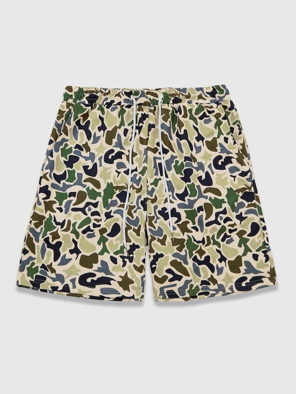 Unisex Camo Print Shorts, Regular Fit Casual Street Comfy Breathable Shorts for Summer, Fashion Men's Bottoms for Daily...