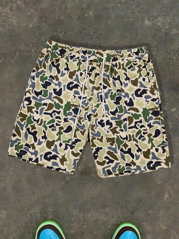 Unisex Camo Print Shorts, Regular Fit Casual Street Shorts for Summer, Fashion Men's Bottoms for Daily Wear, Streetwear...
