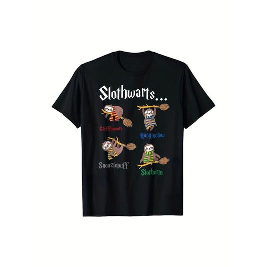 Unisex Casual Oversized Tee Camiseta Hombre Kawaii Sloth Slothwarts Funn Birthday Gift Sloth T Shirt For Men Simple Style...