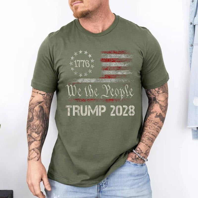 [Unisex Cotton] We The People Trump 2028 Shirt, Vote Donald Trump Flag 2028 T-Shirt, Short Sleeve, Top Unisex Hoodie,...