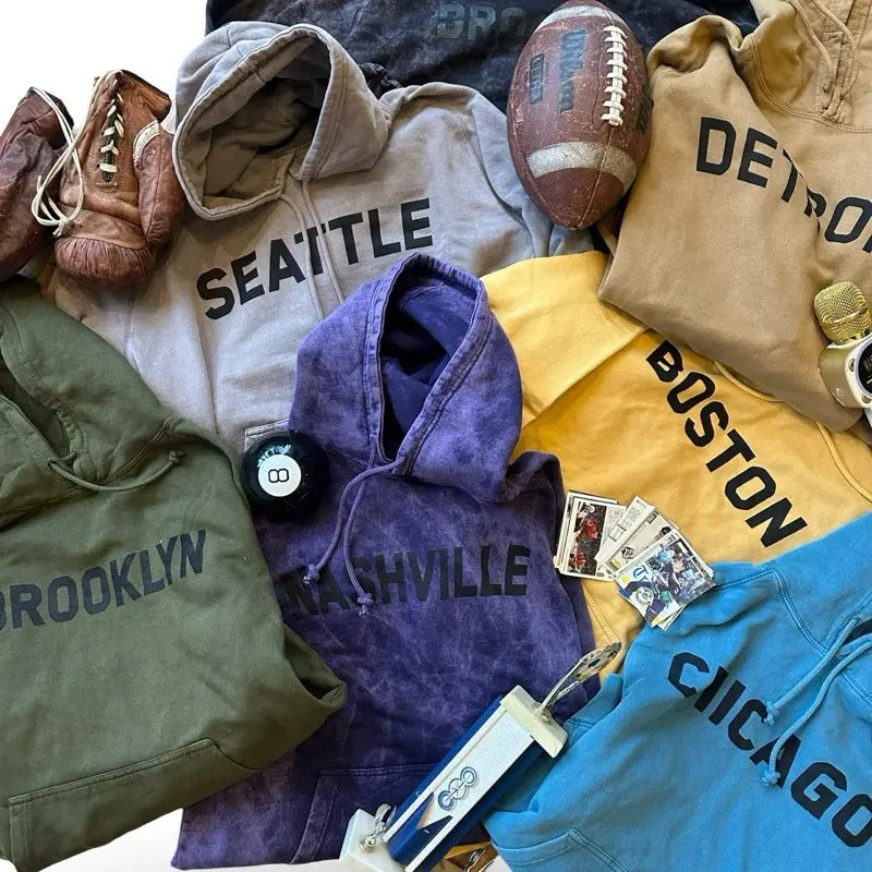 Unisex Cozy City washed Cozy Sweatshirt Hoodie - Classic Mid-Weight Crewneck - Cotton Knit Fabric - Long, Menswear...