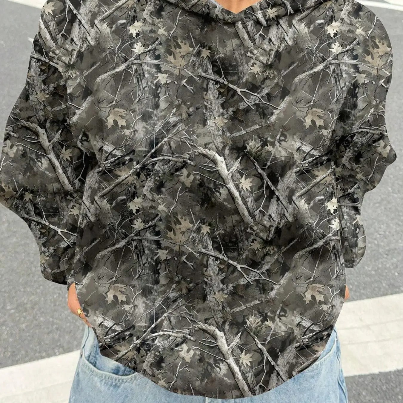 Unisex Leaf Print Pullover Hoodie, Casual Regular Fit Long Sleeve Hooded Sweatshirt for Fall & Winter, Fashion Men's &...