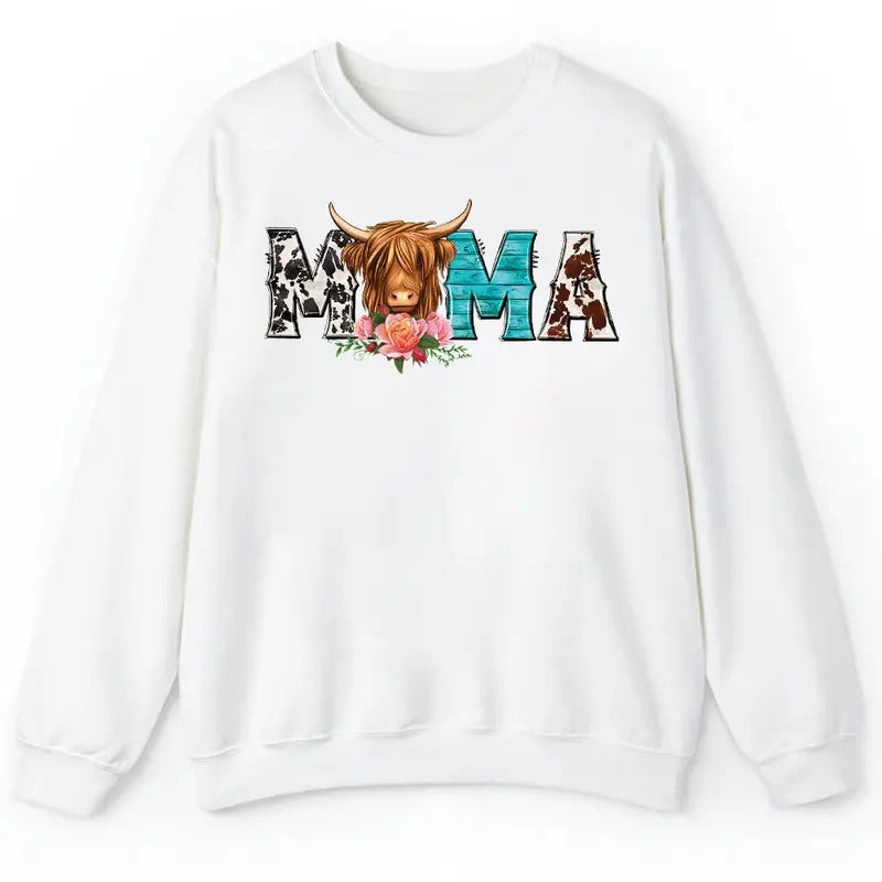 Unisex Mama Longhaired Cow  T-Shirt  , Sweatshirt  and Hoodie | WearSparks.com