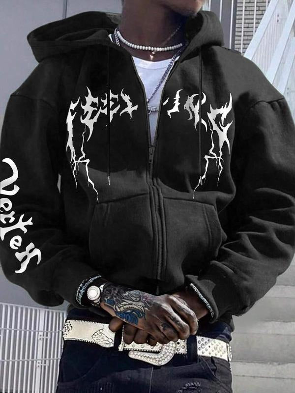 Unisex Men's Letter Print Graphic Hoodie, Regular Fit Casual Fashion Long Sleeve Hooded Sweatshirt for Daily Wear, Men's...
