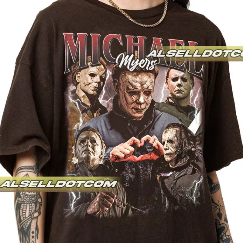 Unisex Michael Myers Vintage Tee for Halloween Enthusiasts Hoodie, Sweatshirt | WearSparks.com