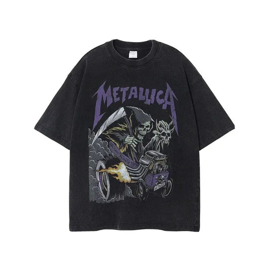 Unisex Washed T-Shirt Oversized Streetwear Heavy Metalica Band Vintage tee Oversize Unisex T-shirt All Size Tshirt...