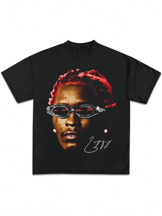 Unisex's Rapper Graphic Print Round Neck Tee, Fashion Casual Short Sleeve T-shirt for Daily Wear, Unisex Top for All...