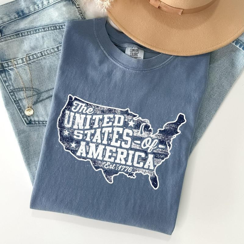 United States of America, Patriotic, 4th of July Tshirt, Women's Crew Neck, Crewneck Hoodie, Sweatshirt | WearSparks.com