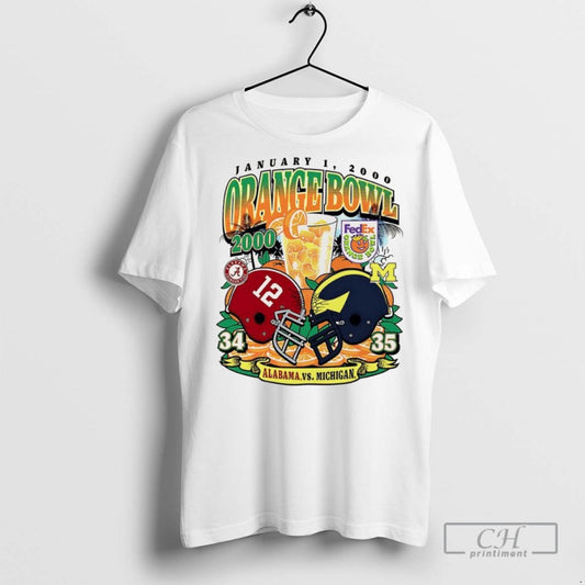 University Alabama Vs Michigan Orange Bowl 2000 Helmet T Shirts