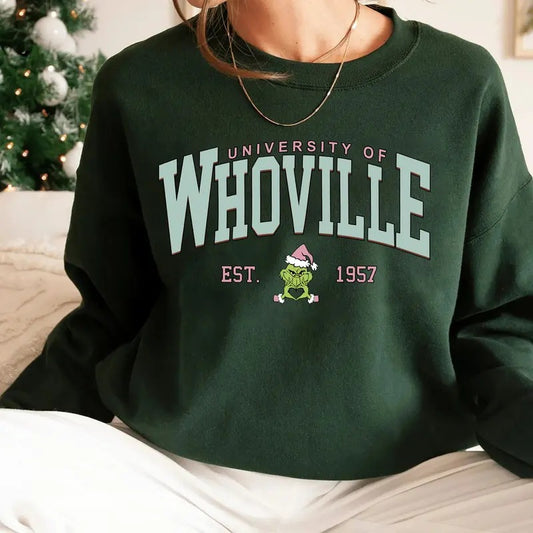 University Of Whoville Sweater, Pink Christmas Sweatshirt, Whoville University Tee Shirt, Gift For Holiday Hoodie