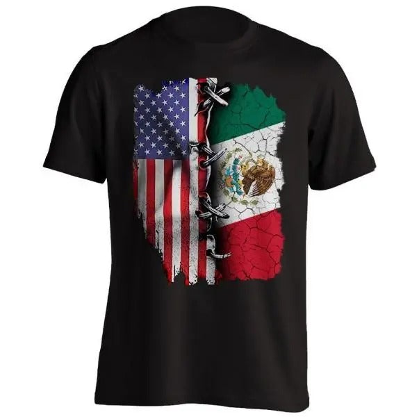 Usa Mexico Flag Short-Sleeve Unisex T-Shirt Patriotic United States America Latin America New Tees made in usa Hoodie,...