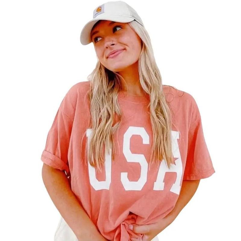 Usa Star Shirt, July 4th Shirt, Comfort Cotton Womenswear Fabric Top Oversized Underwear Women Tshirt Hoodie, Sweatshirt