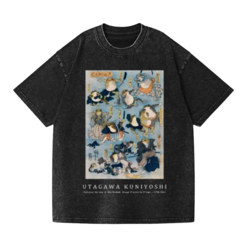 Utagawa Kuniyoshi Frogs Vintage Wash Japanese Design T-Shirt Hoodie, Sweatshirt | WearSparks.com