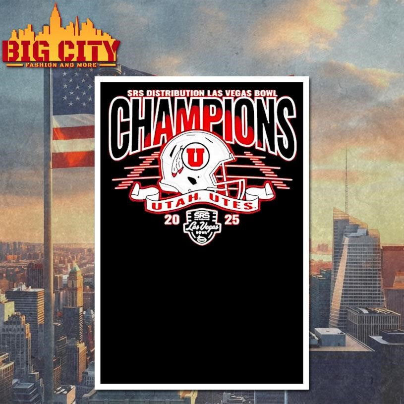Utah Utes 2025 Las Vegas Bowl Champions Helmet Runway Shirt