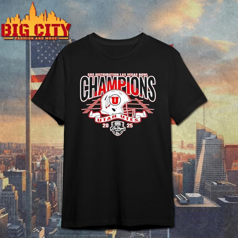 Utah Utes 2025 Las Vegas Bowl Champions Helmet Runway Shirt
